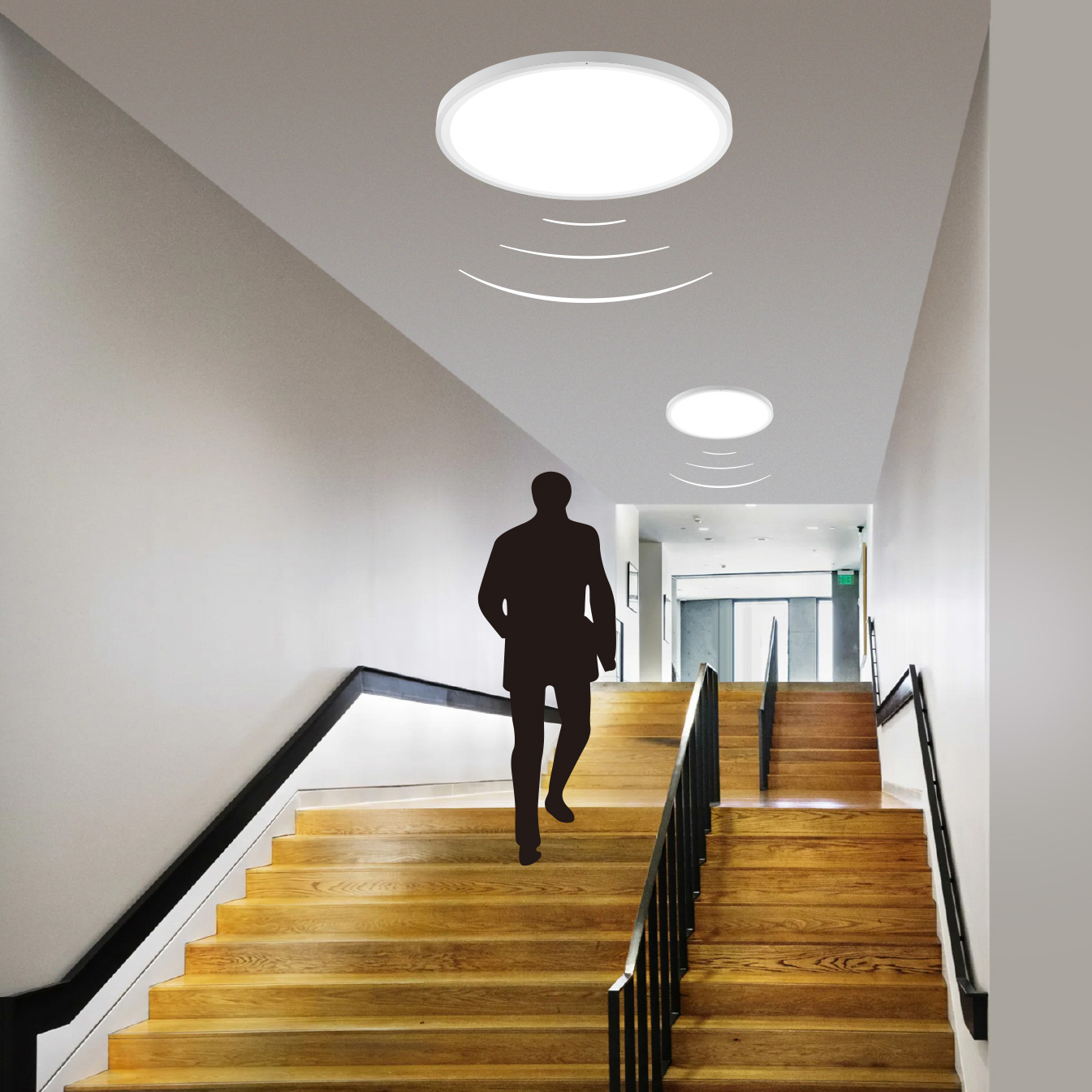 酒店楼道人体感应吸顶灯 人来灯亮人走即灭 薄款圆形走廊感应灯