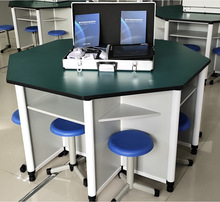 小学科学学生探究八角桌实验室用八角桌铝木材质实验桌八角形桌