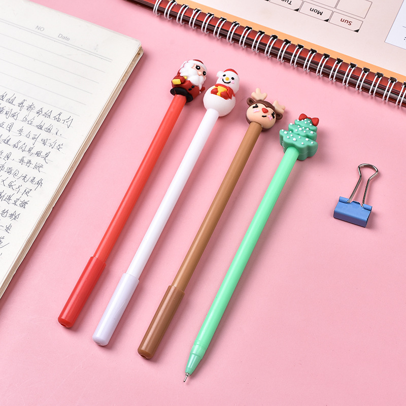 跨境热销圣诞季礼物 卡通中性笔可爱麋鹿圣诞装饰笔0.5mm黑色水笔