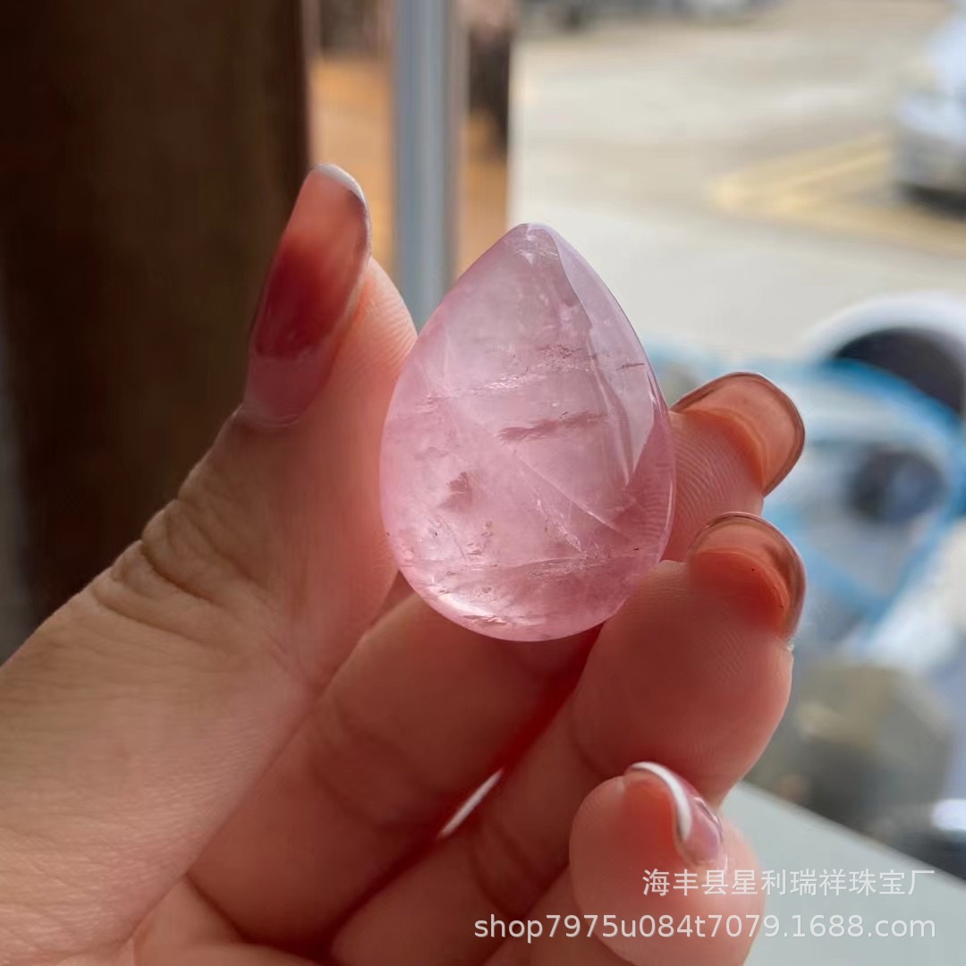 天然粉水晶粉晶马粉吊坠水滴挂件裸石粉嫩通透晶体粉水晶石-阿里巴巴