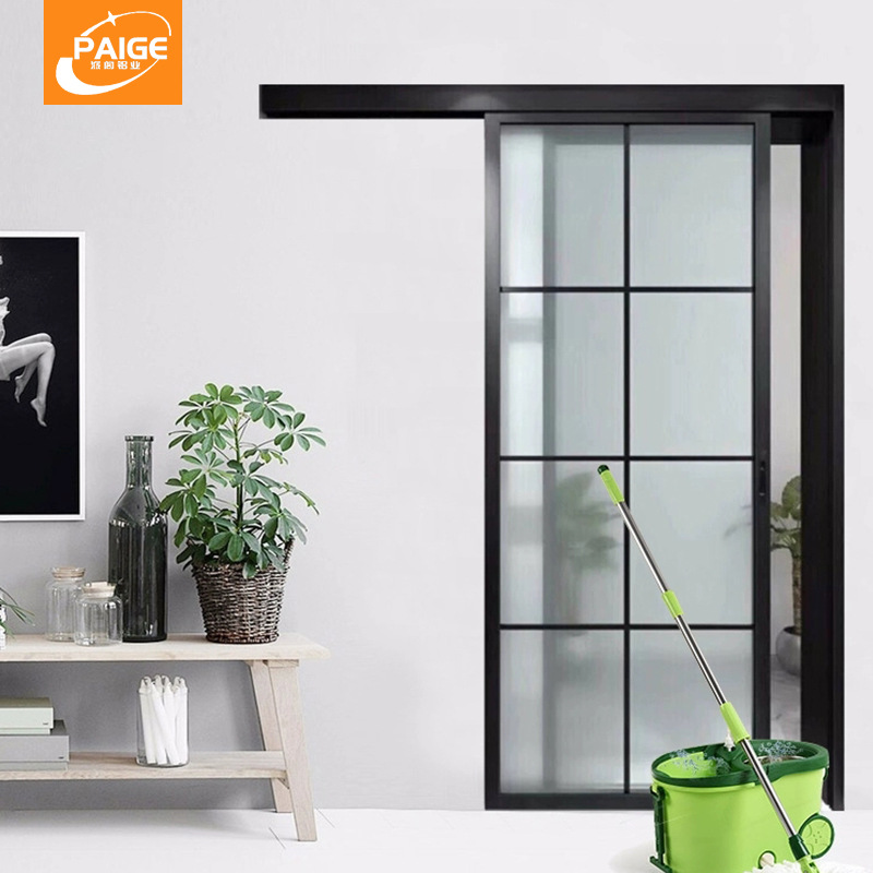 洗手间客厅室内时尚单轨钢化玻璃推拉铝合金边框浴室厨房玻璃门