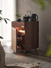 茶水柜实木可移动黑胡桃木小户型水吧台茶台烧水台茶桌边柜新中式