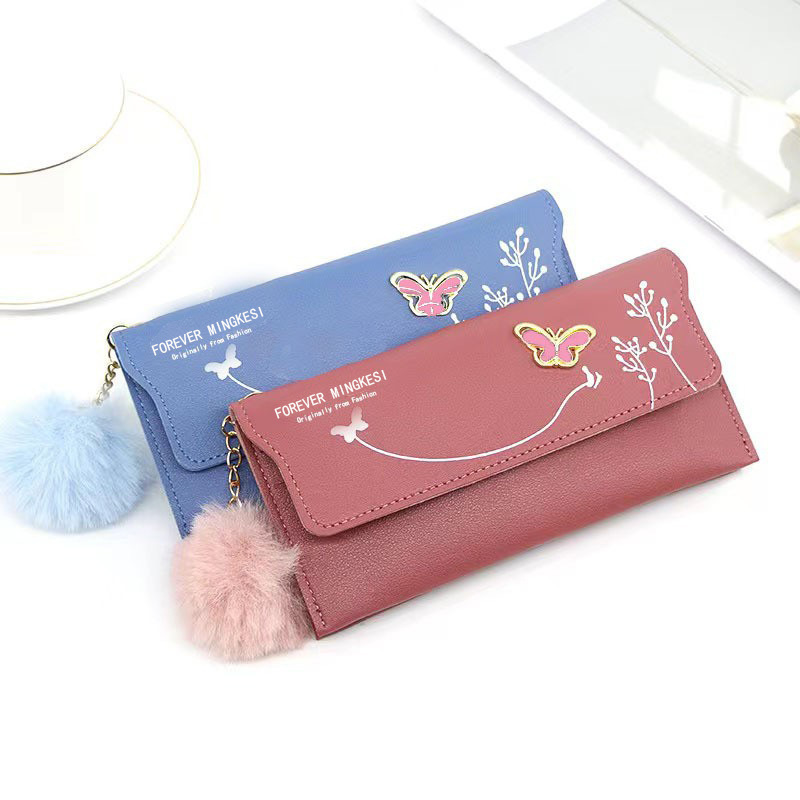 New Cross-Border Women's Long Wallet Bow Solid Color Sweet Clutch Card Holder Coin Purse Women's Long Wallet