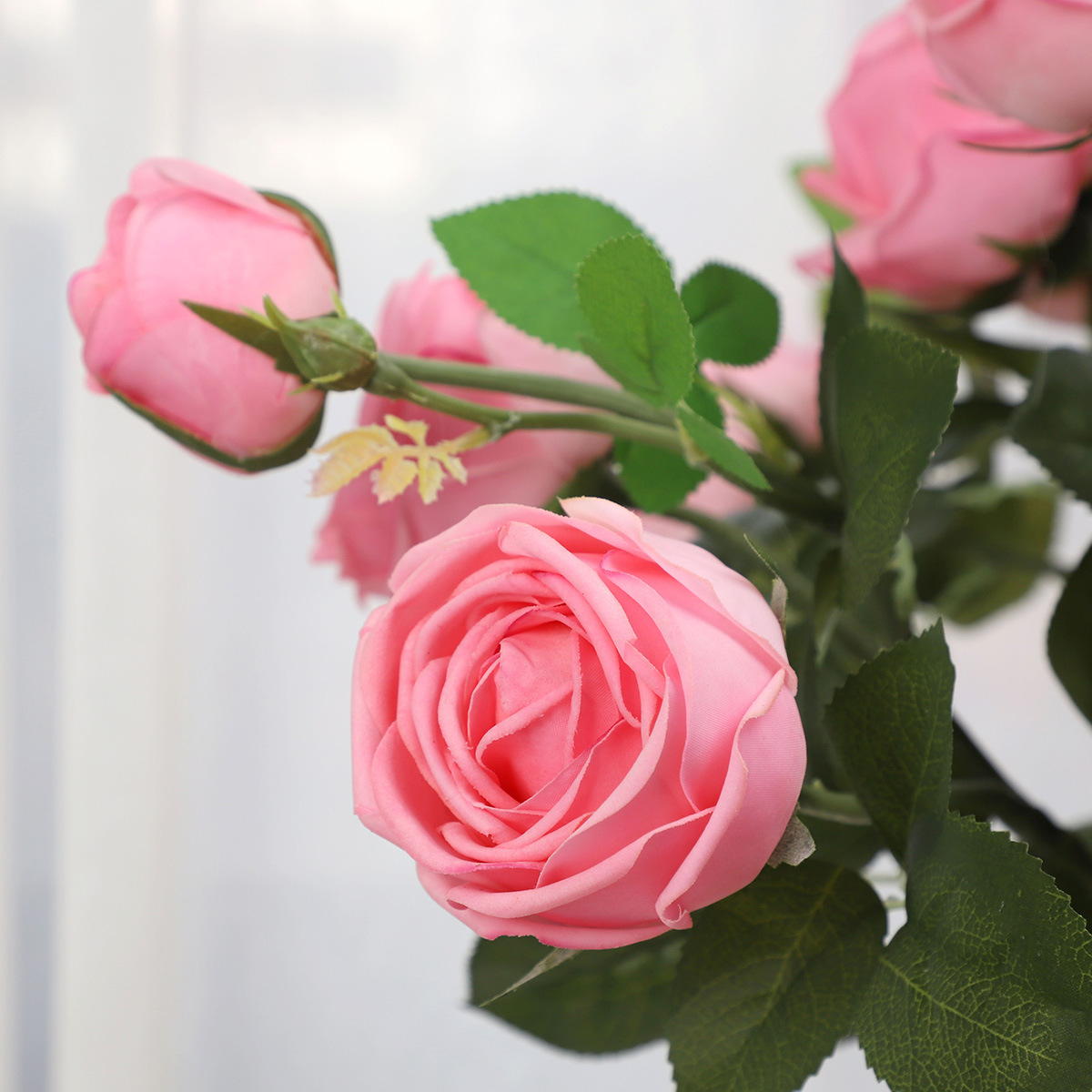 3头手感保湿甜心玫瑰花 家居客厅装饰盆栽假花玫瑰