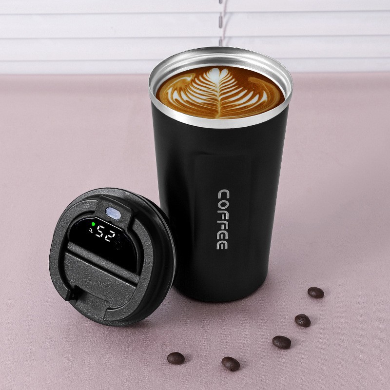 Foreign Trade Intelligent Temperature Measuring Coffee Cup 304 Stainless Steel Vacuum Mug New Car Portable Portable Cup Wholesale