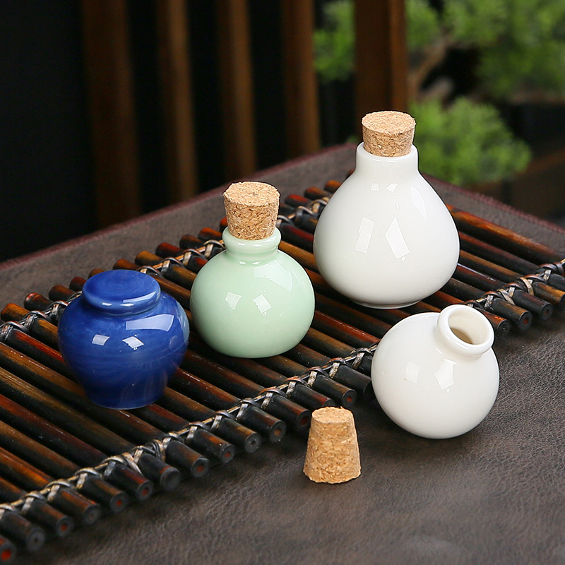 迷你复古风香粉药丹丸瓶子密封陶瓷小号分装木塞储藏罐鼻烟壶便携