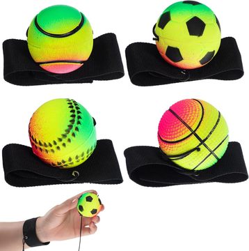 实心橡胶手腕球弹力带绳回弹手抛球回力球玩具反应锻炼减压发泄球