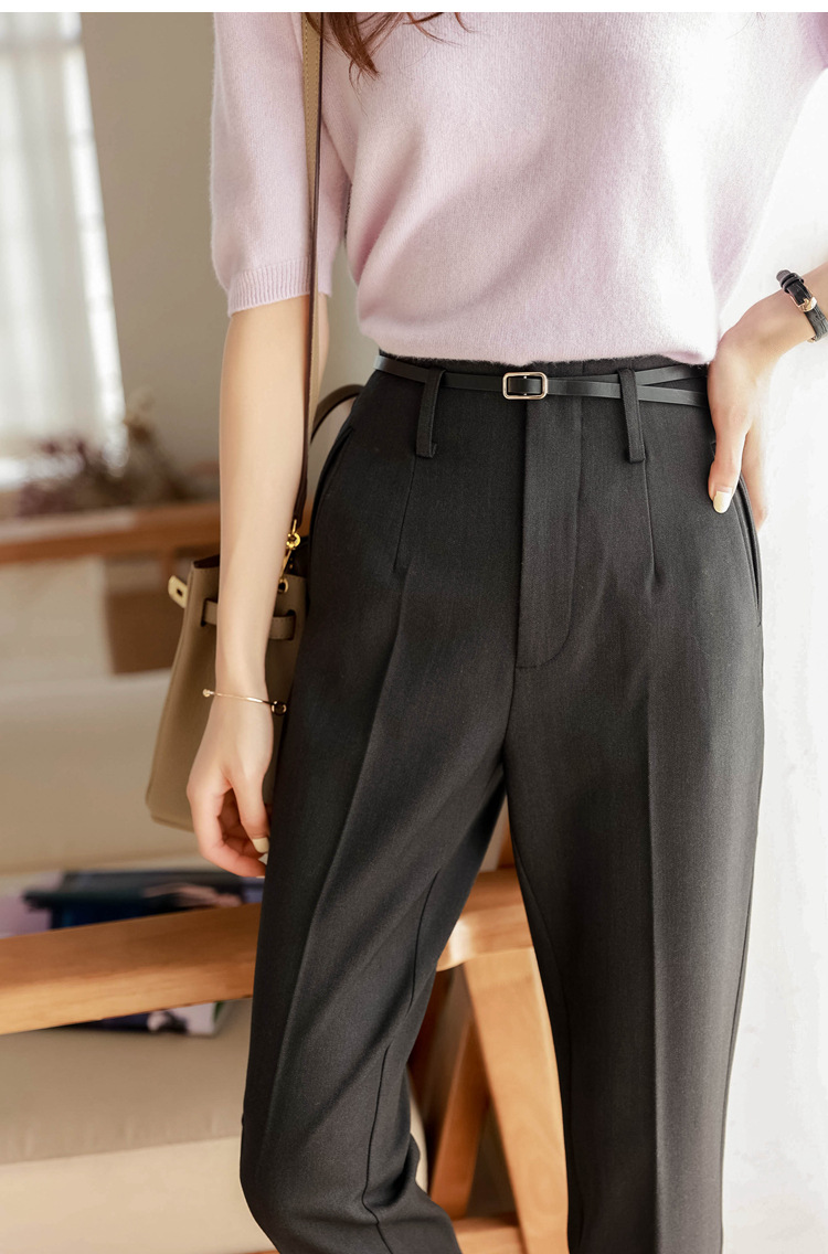 腰带锥形休闲裤西裤女早秋