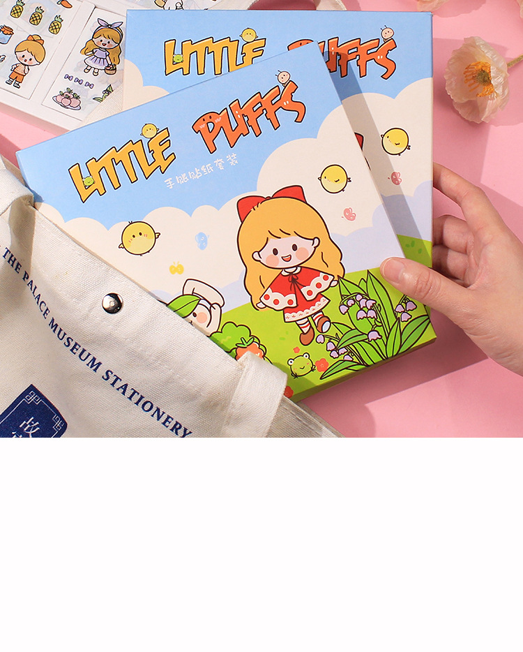 小泡芙手账贴纸礼盒 可爱少女心人物手账装饰贴画素材 100张入