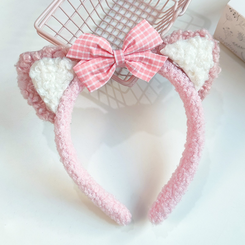 甜美可爱蝴蝶结发箍卡通猫耳朵少女心头饰秋冬洗脸百搭头扣头箍