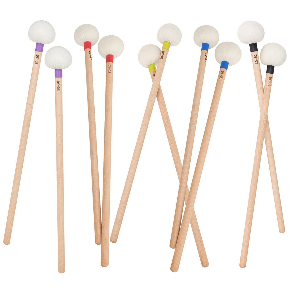 打击乐配件白色毛毡头定音鼓鼓槌行进鼓鼓锤儿童成人演奏练习鼓棒