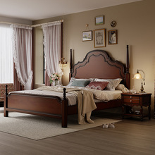 法式复古实木床主卧双人大床1米8简约现代美式轻奢1米5公主安娜床
