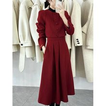 春装搭配一整套2024女新款龙年本命年新年红色连衣裙过年战袍套装