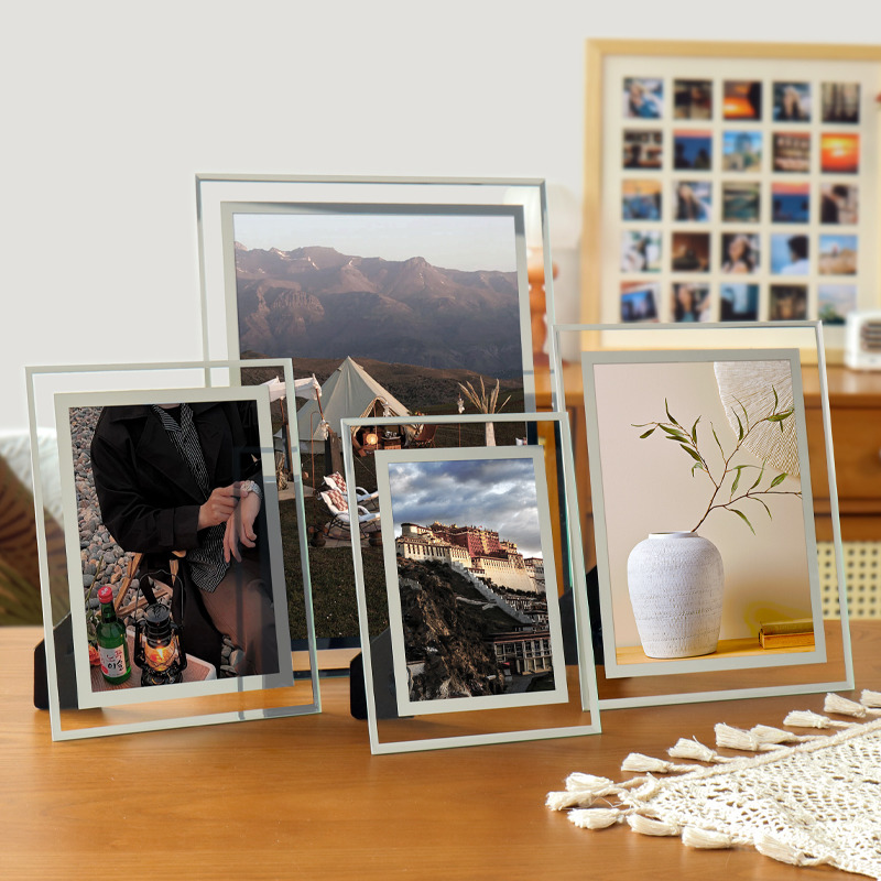 2y玻璃相框摆台定 制感洗照片做成相册6寸7寸8寸10高透水晶框架