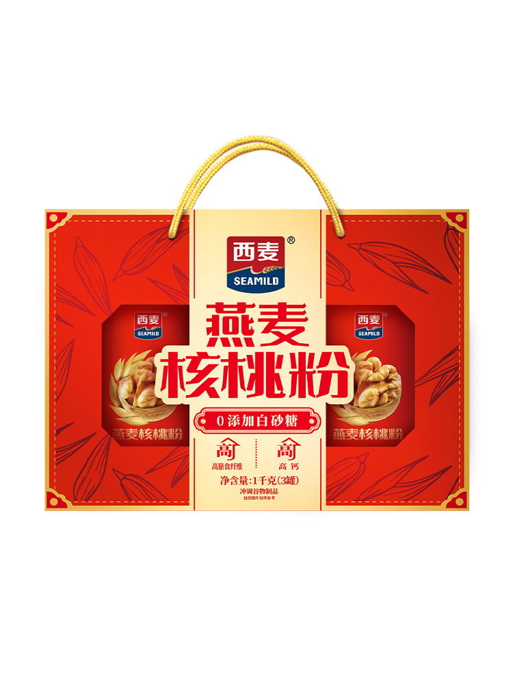 燕麦核桃粉1000g礼盒3罐组合装中老年营养麦片冲饮年货礼盒-阿里巴巴