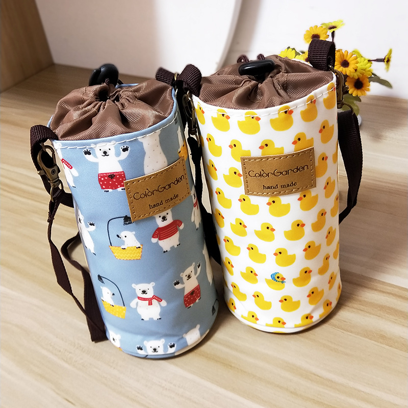 可斜跨防水杯套防磕碰保温杯全包保护套背带提绳通用玻璃杯手提袋