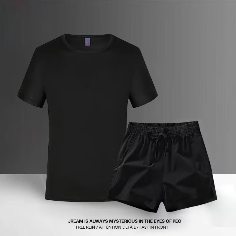 夏季跑步运动服套装男短袖t恤速干紧身衣健身衣服篮球足球训练服