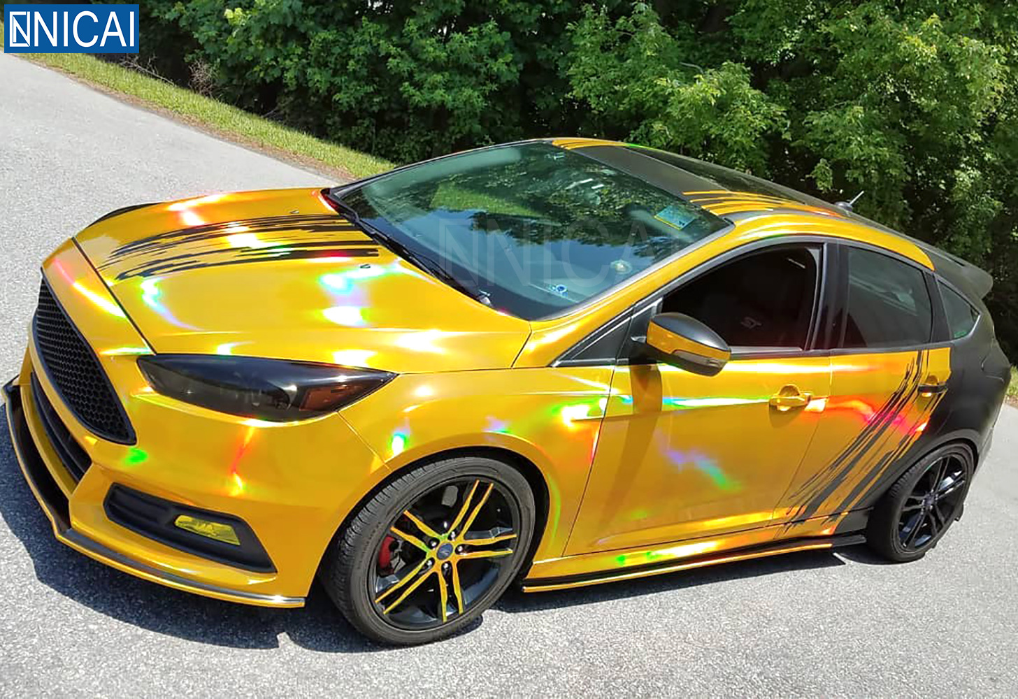 批发可喷车身改色膜镭射膜钨钢金银七彩炫酷汽车改装幻彩变色龙