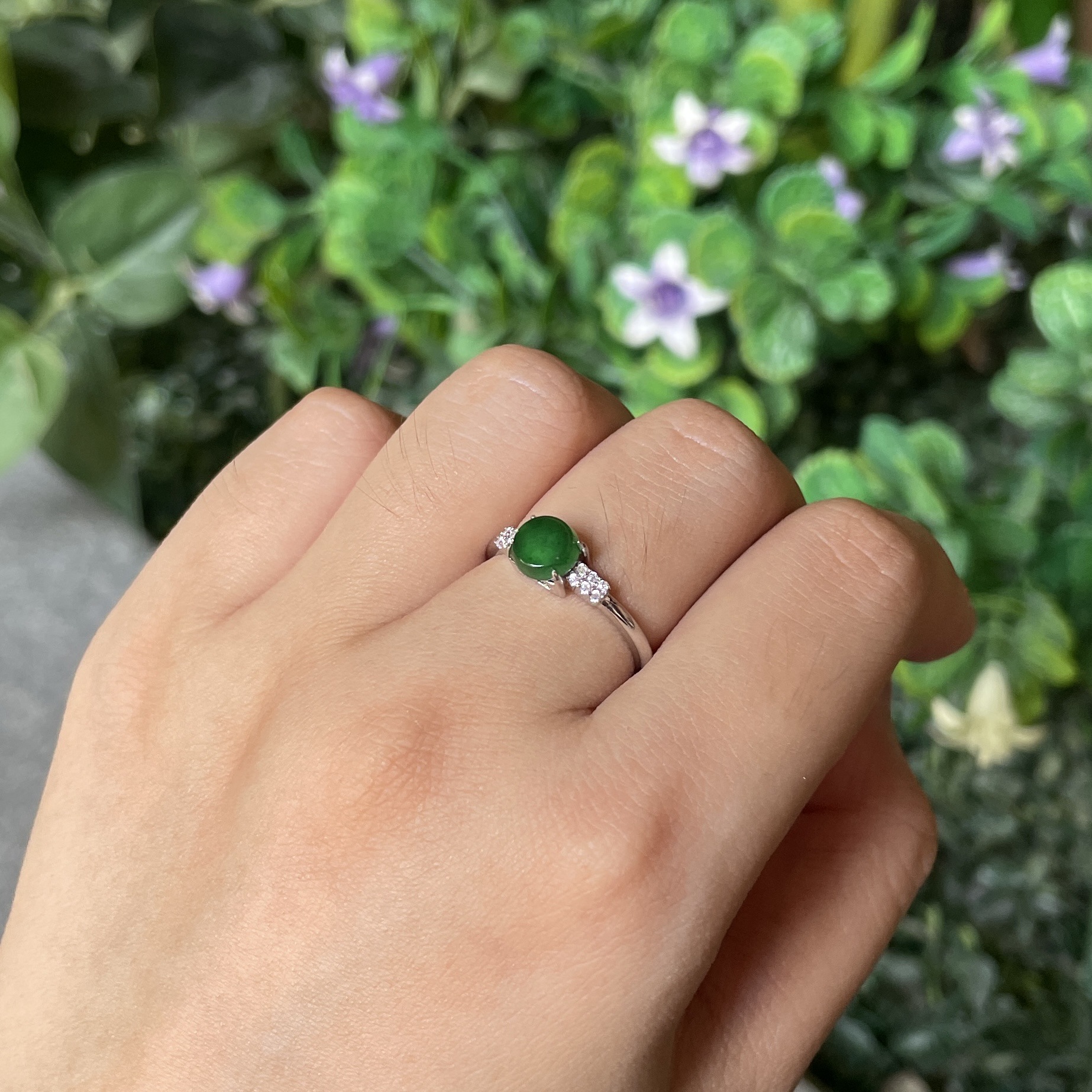 天然危料高冰正阳绿翡翠戒指s925纯银精美气质时尚百搭女款高级感