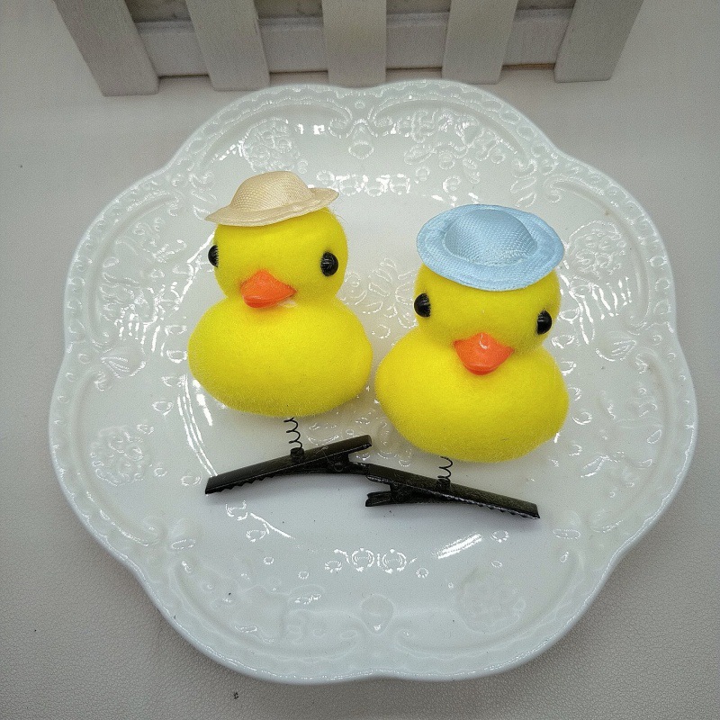 with Hat Small Yellow Duck Barrettes Internet Celebrity Cute Cute Three-Dimensional Spring Duck Funny Kindergarten Class Gift