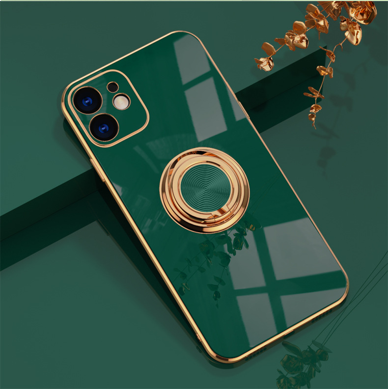 Applicable to Apple Iphone12 Phone Case 13 Promax14/7P/Xs Electroplated Ring Protective Cover Car Magnetic Suction