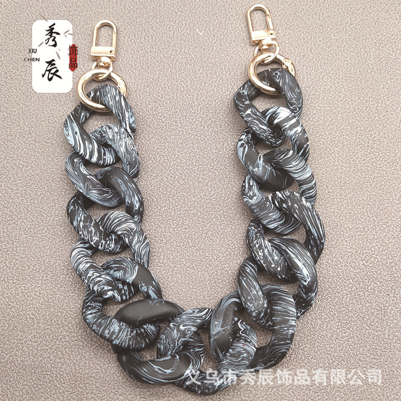 New Rubber Effect Paint Rubber Acrylic-Based Resin Chain Buckle Water Wood Grain Effect Chain Bag Chain Bag Strap Crossbody Chain