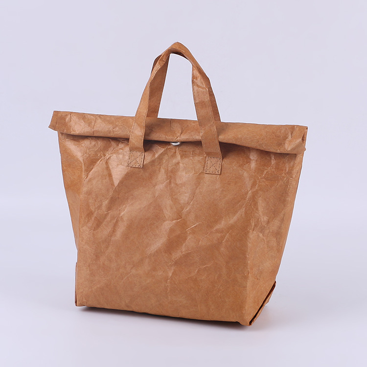 Customized DuPont Paper Bag Tear-Proof Waterproof Aluminum Foil Insulated Lunch Bag Washed Kraft Paper Portable Paper Bag Customized