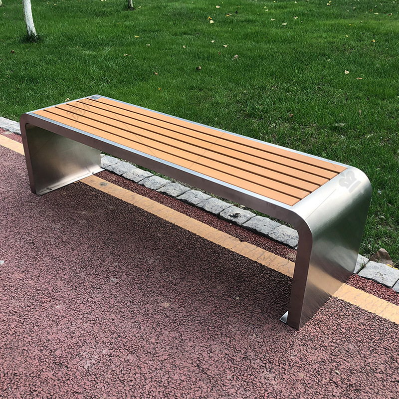 塑木公园椅不锈钢户外长椅小区室外长条椅子休闲座椅成品休息坐凳