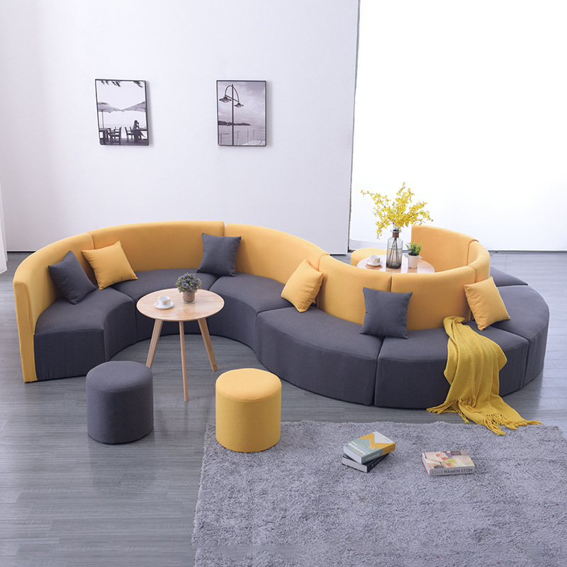 异形弧形组合沙发软包幼儿园酒店大厅等候区创意办公s型接待沙发