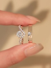 仿莫桑石钻戒指一对男女款电镀白铂金结婚情侣对戒仿真钻石求婚戒