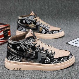 2021年新款aj潮流腰果花运动板鞋男生韩版潮鞋休闲高帮男鞋批发