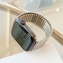 适用苹果手表iwatch7夏季新款金属弹力简约纯色腕带2~6SE通用表带