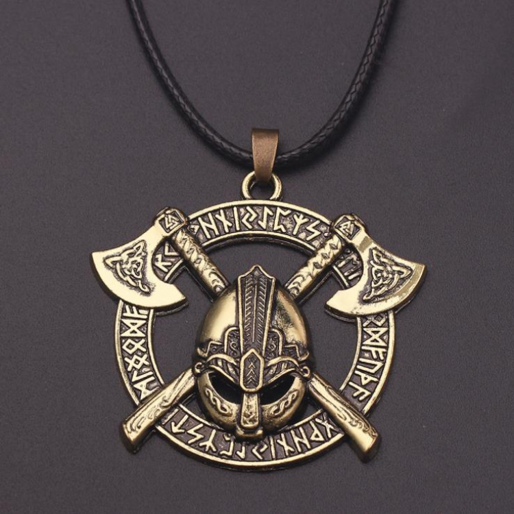 欧美个性饰品 维京人头盔项链古青铜 合金饰品 c312