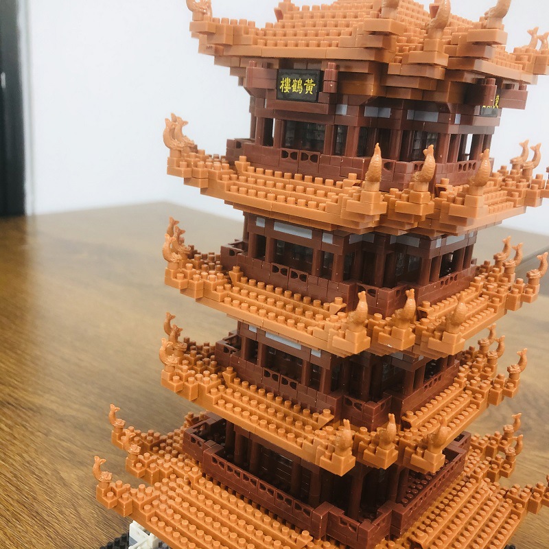 梦高mg1269黄鹤楼微颗粒积木中国风高难度建筑拼装模型摆件玩具