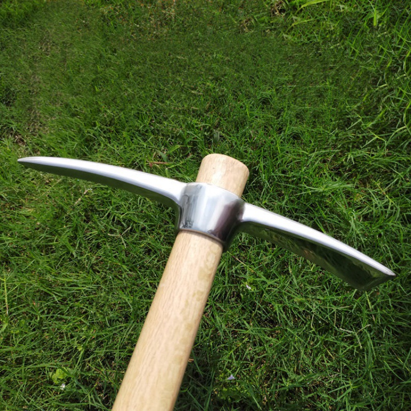 不锈钢两用十字镐小洋镐加厚锄头户外农具种菜开荒松土挖树根便携