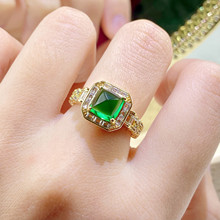 仿天然哥伦比亚培育祖母绿糖塔戒指女 创意古巴表链设计彩宝绿钻