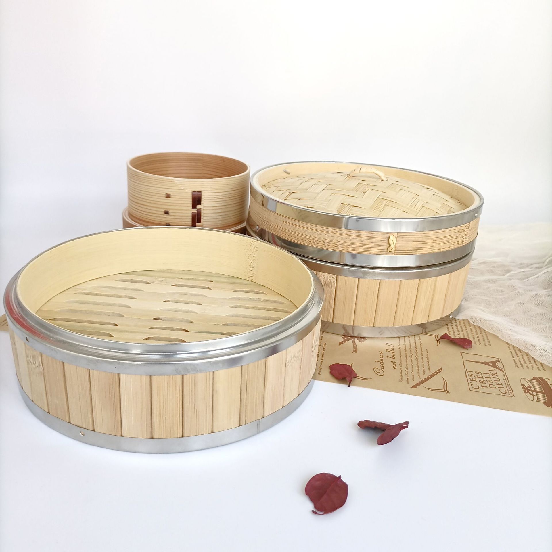 竹蒸笼小蒸笼竹制品家用竹编商用小笼屉蒸屉家庭装蒸格笼格小笼包