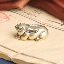 纯黄铜兔子桌面摆件十二生肖兔铜雕工艺品文玩茶宠摆饰老铜器批发
