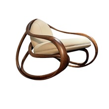 Giorgetti设计师move摇摇椅实木阳台家用客厅休闲纳帕真皮沙发椅