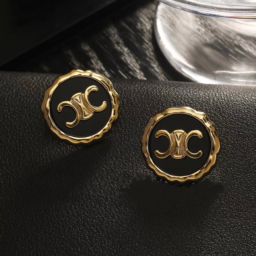 法式凯旋门黑色小香耳钉高级感轻奢小众耳环气质名媛夸张复古耳饰