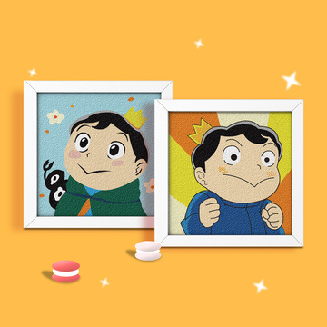 卡通人物纸浆画毕业作业儿童手工diy制作装饰画解压数字填色画