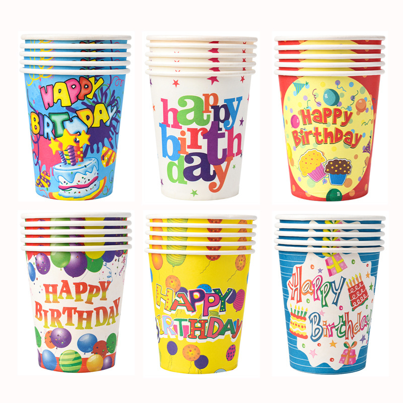 hot recommend children happy birthday disposable paper cups household water cup wholesale party party cups 9oz