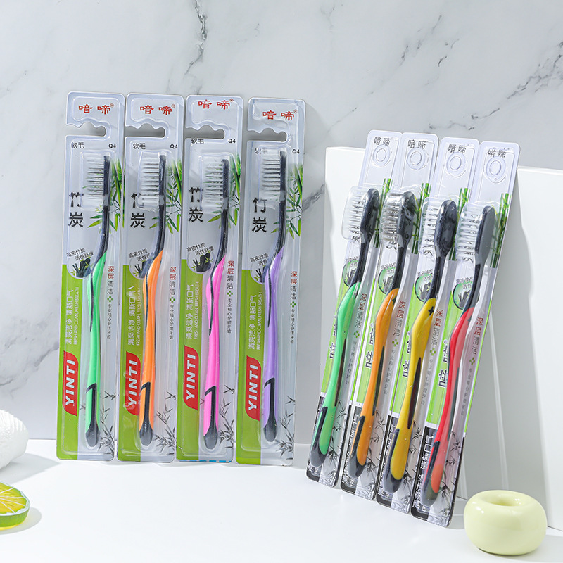 4 PCs Japanese Macaron Soft-Bristle Toothbrush Adult Home Use Family Pack Toothbrush Wholesale Portable with Protective Cover