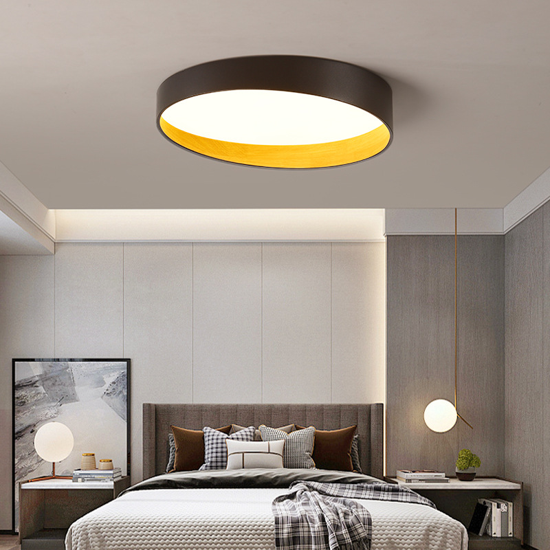 Japanese Style Silent Style Master Bedroom Light Ceiling Light Wood Grain Ceiling Luminaire Surface Mounted Luminaire Simple Modern Study round Room Light