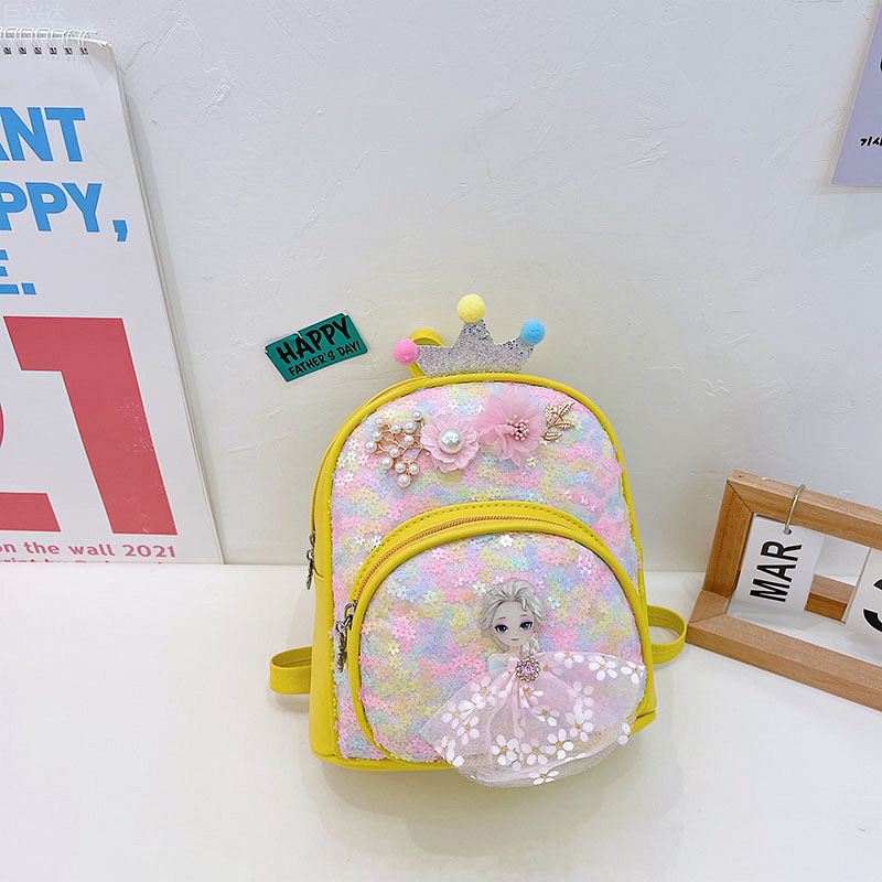 Kindergarten Children's Backpack Mini Pu Princess Sequins Sling/Backpack Children's Accessory Bag Cartoon Schoolbag Wholesale