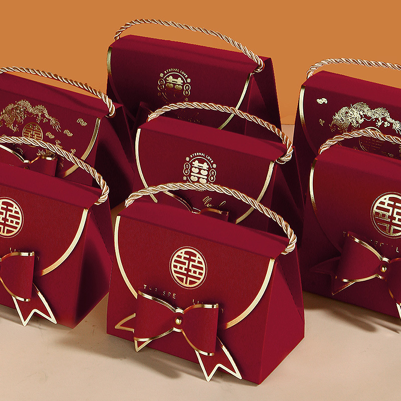 wedding chinese candy box 2023 new candy handbag wedding engagement large candy box hand gift box