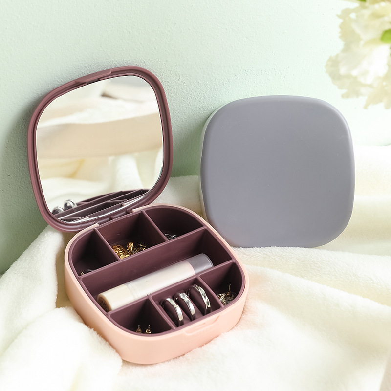 Portable Jewelry Box Multifunctional Simple Storage Travel Storage Box Lipstick with Mirror Necklace Storage Box Wholesale