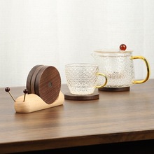 实木隔热垫木质茶杯垫卡通创意蜗牛喝茶木质杯垫功夫茶道摆件