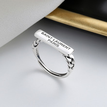潮晟s925纯银编织字母浪漫巴黎戒指热卖个性小清新气质礼物食指环