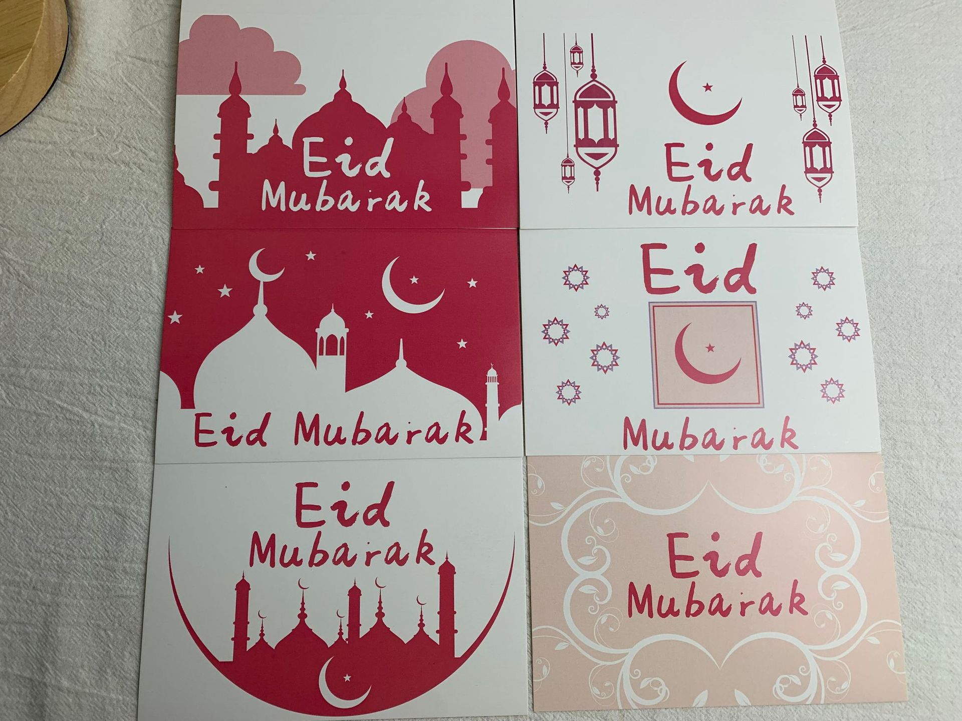 粉色eid mubarak 西方节日开斋节贺卡留言卡片礼物卡问候卡亚马逊